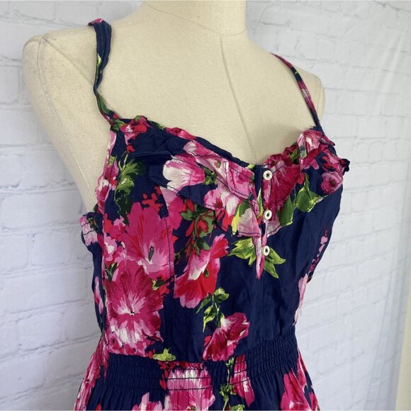 ⭐ 3/$15 Hollister Small Blue Pink Floral Y2K Ruffle Babydoll Mini Dress - Picture 4 of 11